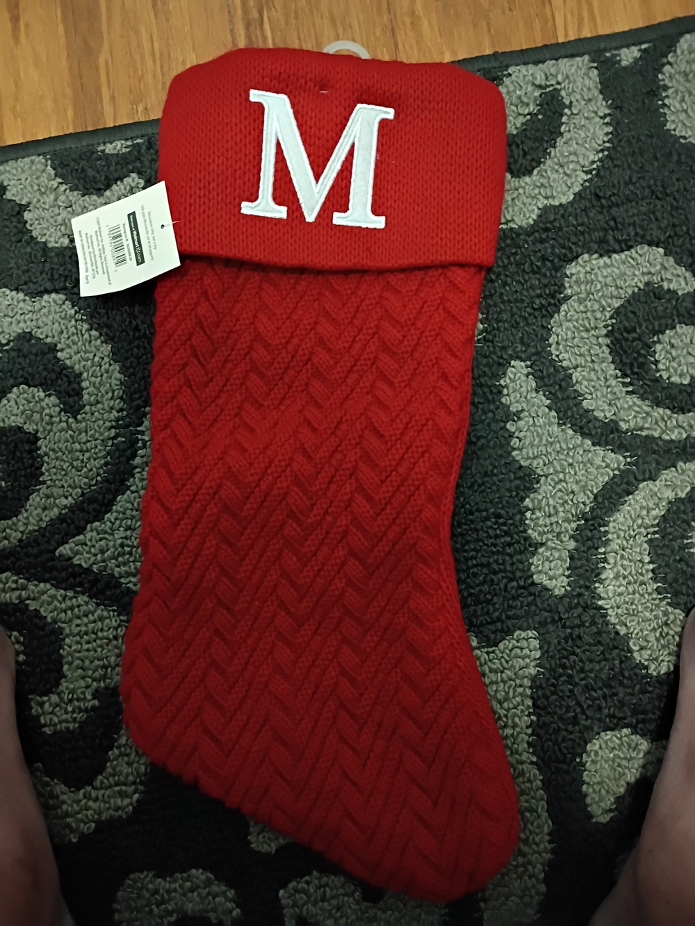Target Red Knit Men's Stocking with White 'M' Monogram
